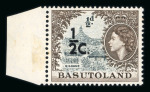 Stamp of Basutoland Basutoland 1961 1/2c on 1d surcharge double left hand marginal mnh
