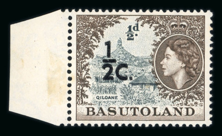 Stamp of Basutoland Basutoland 1961 1/2c on 1d surcharge double left hand marginal mnh
