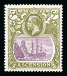 Stamp of Ascension Ascension 1924 issue group of mint varieties on stock sheet