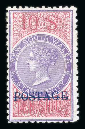 Stamp of Australia » New South Wales 1894 10/- mauve and claret perf.10 (R.P.S. Cert), 10/- violet and claret, 10/- violet and rosine mint