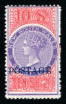 Stamp of Australia » New South Wales 1894 10/- mauve and claret perf.10 (R.P.S. Cert), 10/- violet and claret, 10/- violet and rosine mint