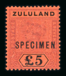 Stamp of South Africa » Zululand Zululand 1894-96 £5 purple and black/red specimen mh