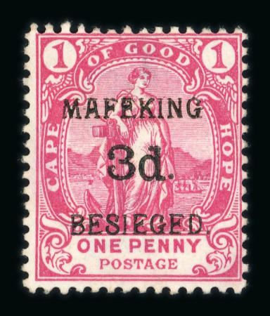 Stamp of South Africa » Mafeking 1900 3d on 1d carmine unused and 1d on 1/2d vermilion mint