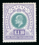 Stamp of South Africa » Natal Natal 1902 CC £1.10s green and violet mint