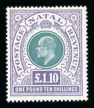 Stamp of South Africa » Natal Natal 1902 CC £1.10s green and violet mint