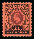 Stamp of South Africa » Natal Natal 1908 MCA £1 purple and black on red mint