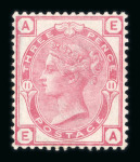 Stamp of Great Britain » 1855-1900 Surface Printed » 1873-80 Large Coloured Corner Letters 1873-80 Spray 3d rose pl 11 EA, pl 17 AC and pl 20 wing margin GH, each a fine mint example