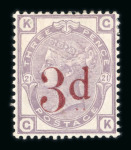 Stamp of Great Britain » 1855-1900 Surface Printed » 1880-83 Large Coloured Corner Letters, Wmk Imperial Crown 1880-83 3d on 3d lilac GK and 6d on 6d lilac EL, each a fine mint example with part o.g.