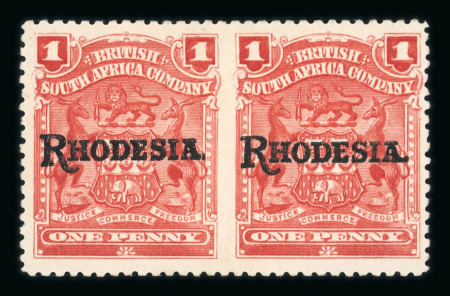 Stamp of Rhodesia Rhodesia 1909-12 1d imperf between horizontal pair hinged mint
