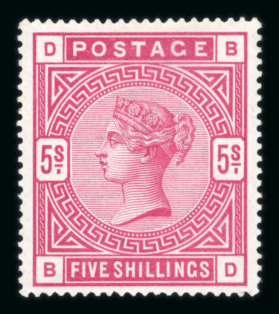 Stamp of Great Britain » 1855-1900 Surface Printed » 1883-84 & 1888 High Values 1883-84 5/- crimson BD mint, a fine and fresh example with large part o.g.