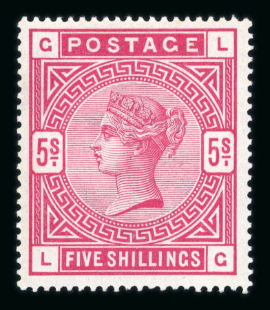 Stamp of Great Britain » 1855-1900 Surface Printed » 1883-84 & 1888 High Values 1883-84 5/- crimson LG mint n.h., a lovely, fresh example