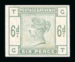 Stamp of Great Britain » 1855-1900 Surface Printed » 1883-84 Lilac & Green Issue 1883-84 Imprimatur 6d dull green GT with large part o.g.