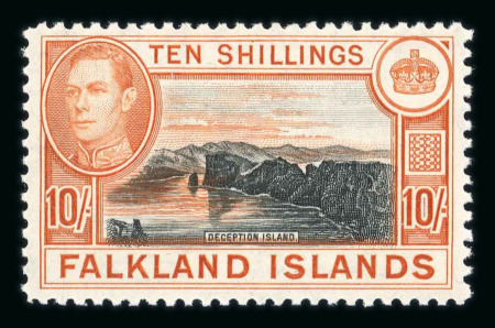 Stamp of Falkland Islands 1937-52 mint collection on stock pages with the 1938 set to £1 plus shades