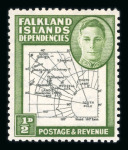 Stamp of Falkland Islands 1937-52 mint collection on stock pages with the 1938 set to £1 plus shades
