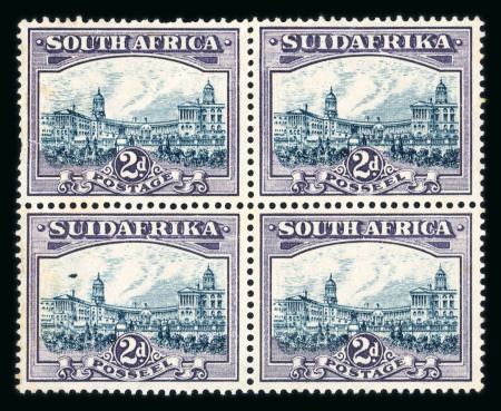 Stamp of South Africa » Union & Republic of South Africa 1930-44 2d blue and violet Union buildings block of four, bottom left stamp showing 'Airship' flaw