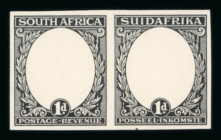 Stamp of South Africa » Union & Republic of South Africa 1926-27 Pretoria Print 1d imperf black  and perf red without centre proofs