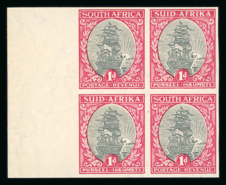 Stamp of South Africa » Union & Republic of South Africa South Africa 1939-44 1d imperf margin block four inverted wmk