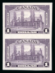 Stamp of Canada 1937-38 $1 violet in vertical imperforate pair mint