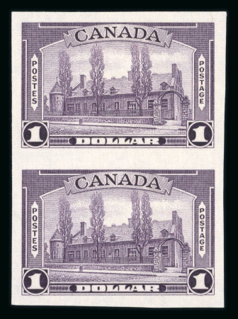 Stamp of Canada 1937-38 $1 violet in vertical imperforate pair mint