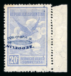 Stamp of Argentina Argentina 1930 20c blue zeppelin overprint inverted hinged mint