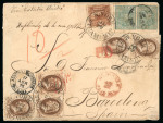 Stamp of United States » 1870-75 National Bank Note Co. and Continental Bank Note Co. Issues Cuba United States 1875 mixed franking to Barcelona