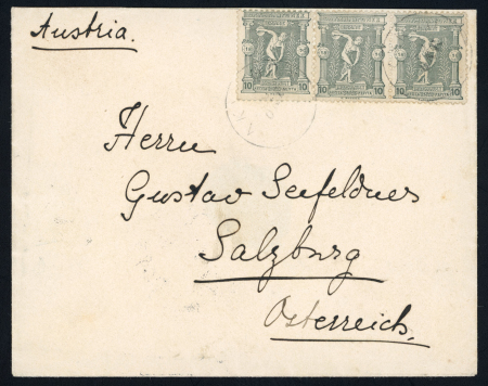 Stamp of Greece » 1896 Olympics » Covers 1896 Olympics 3 x 10L cover Zante to Austria