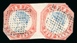 Stamp of India » 1854 Lithographs 1854 4a pale  blue and pale red fourth printing in used pair