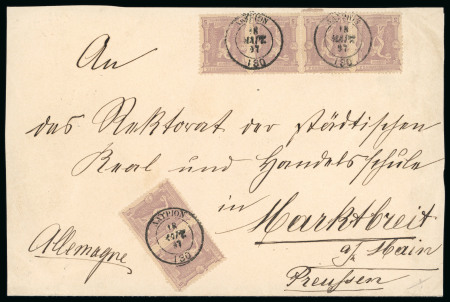 Stamp of Greece » 1896 Olympics » Covers 1896 Olympics 1897 5l x 6 consular cover to Germany