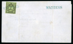 Stamp of German States » Oldenburg 1855, 1/3 Gr. Black on green, with neatly placed blue single line "WADDENS" on complete printed matter