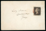 Stamp of Great Britain » 1840 1d Black and 1d Red plates 1a to 11 1841 (Feb 2) envelope from Winchester to Jersey with 1840 1d black pl.8 LK