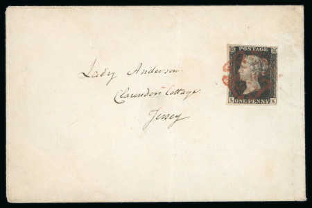 Stamp of Great Britain » 1840 1d Black and 1d Red plates 1a to 11 1841 (Feb 2) envelope from Winchester to Jersey with 1840 1d black pl.8 LK