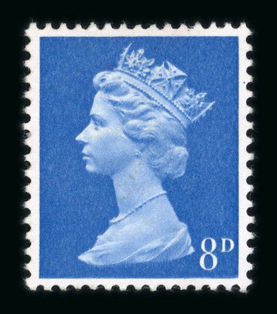 Stamp of Great Britain » Queen Elizabeth II 1971 Harrison & Son colour trials, 8d in blue, unadopted