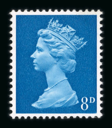 Stamp of Great Britain » Queen Elizabeth II 1971 Harrison & Son colour trials, 8d in greenish blue