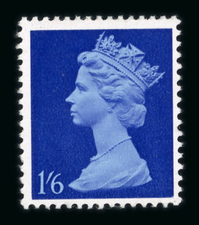Stamp of Great Britain » Queen Elizabeth II 1971 Harrison & Son colour trials, 1s6d in deep ultramarine and pale bright blue