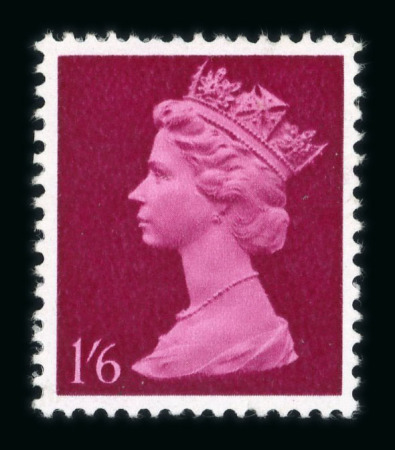 Stamp of Great Britain » Queen Elizabeth II 1971 Harrison & Son colour trials, 1s6d in deep carmine and pale magenta