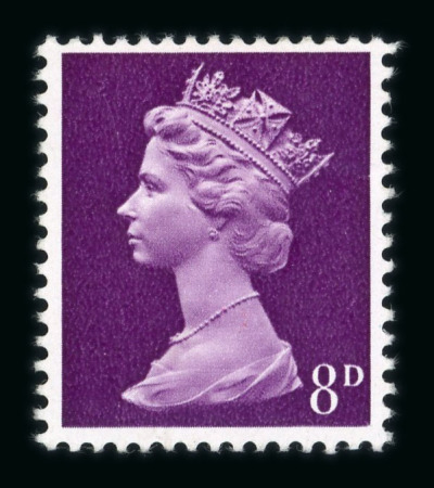 Stamp of Great Britain » Queen Elizabeth II 1971 Harrison & Son colour trials, 8d in plum, unadopted