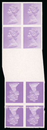 Stamp of Great Britain » Queen Elizabeth II 1973 Machin undenominated proofs produced during commissioning of the Jumelle press, tête-bêche gutter block of eight