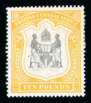 Stamp of Nyasaland » British Central Africa 1897-1900 wmk CC £10 black & yellow mint h.r.