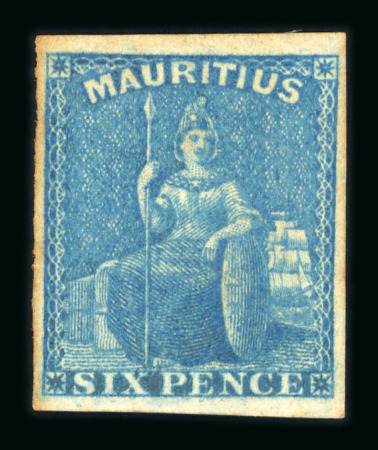 Stamp of Mauritius » 1858-62 Britannia Issues (SG 26-35) 1858-1862 Britannia 6d bluem unused with remnants of