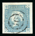 Stamp of Mauritius » 1859 Lapirot Issue » Early Impressions (SG 36-37) 1859 2d blue Lapirot issue, early impression (pos.10) with numeral cancellation