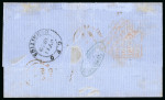 Stamp of Mauritius » 1859 Lapirot Issue » Early Impressions (SG 36-37) 1859 Lapirot 2d deep blue, early impression, two examples in combination with Britannia 6d on cover to Batavia