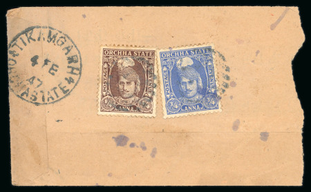 Stamp of Indian States » Orchha 04.02.1947 Orchha Maharaja Vir Singh II mixed franking