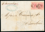 Stamp of Mauritius » 1860-72 De La Rue Issues (SG 46-72) 1861, 1864, complete folded wrapper to Réunion, bearing