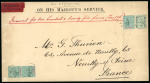 Stamp of Mauritius » 1900-05 Arms Issue (SG 138-155) 1909 front of large envelope "ON HIS MAJESTY'S SERVICE