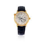 Stamp of Feldman International Auctions » Montres / Watches JAEGER LeCOULTRE MASTER GEOGRAPHIC. Montre mécanique en or jaune