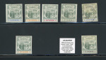 Stamp of Mauritius » 1900-05 Arms Issue (SG 138-155) 1900-05 Small Arms 3c. dull green, imperforate colour trials (7)