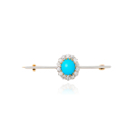 Stamp of Feldman International Auctions » Bijoux - Haute Joaillerie / Jewellery Broche barrette, turquoise et diamants