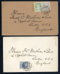 Stamp of Japan » Japan Administration in Formosa Two 1910s envelopes to London, one franked 2s and 8s