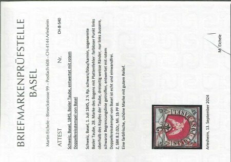 1845, Basler Taube in der 1. lebhaftblauen Auflage