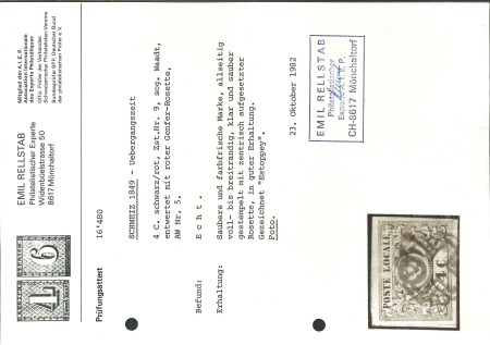 1849, Waadt 4, farbfrisch, allseits überrandig geschnitten